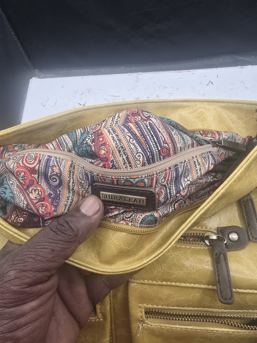 Shiraleah Metallic Gold Crossbody with Paisley Interior